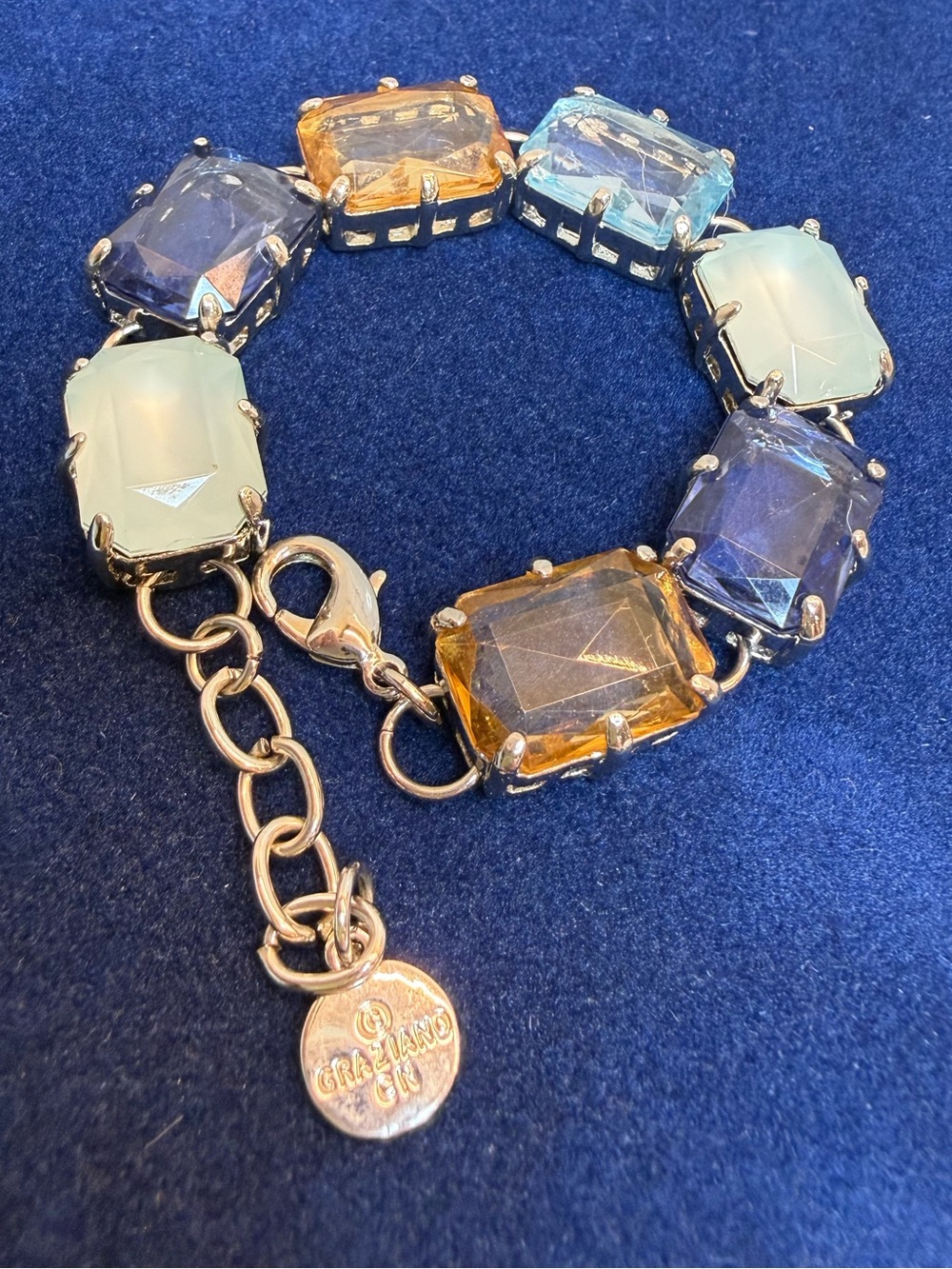 R.J. Graziano Statement Bracelet Multi Stone Gold Tone - Picture 9 of 15